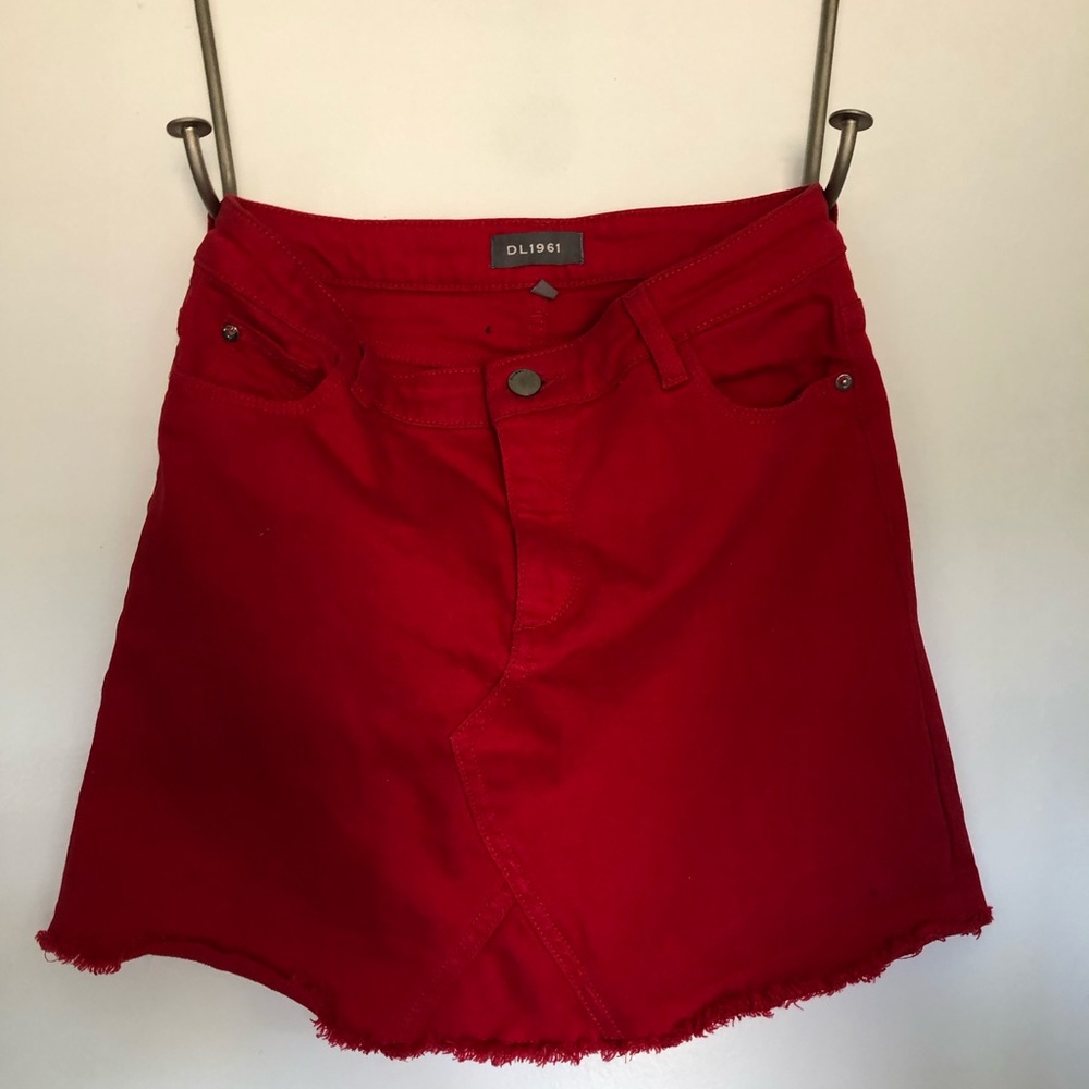 Red DL1961 Denim Skirt